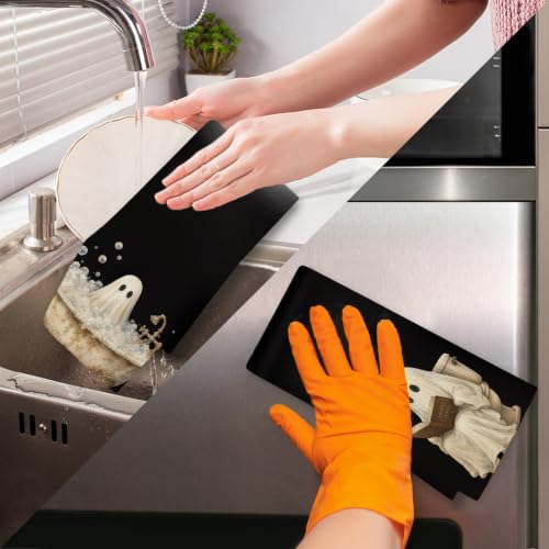 Halloween Ghost Hand Towels for Bathroom Kitchen Decor - Ghost Reading Book Variation, 16x24 Inch