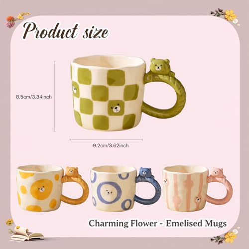 Cute 3D Cartoon Bear Ceramic Mug 11oz - Handmade Animal Coffee Cup Gift