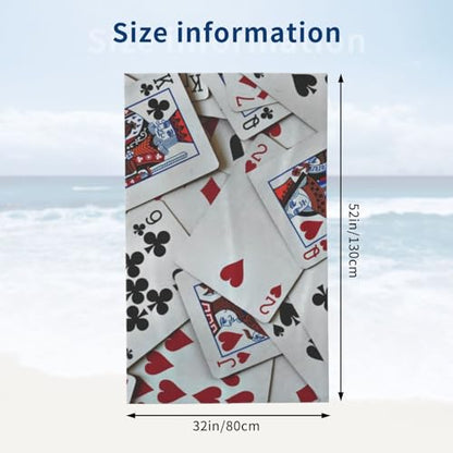 Oversized Microfiber Beach Towel with Playing Cards Poker Set - Queen King - Extra Large XL Pool Sandproof Quick Dry for Women Girls Kids