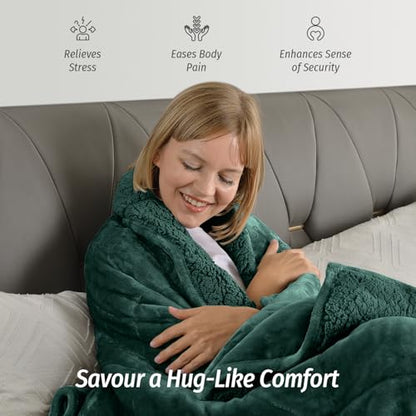 Weighted Blanket for Adults 15 lbs Queen 60x80 Green - Sherpa Fleece