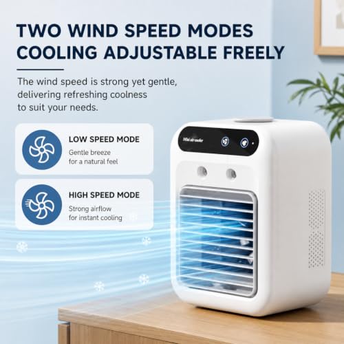 Portable Air Conditioner Fan with 3 Speeds, 2 Modes & 500ML Water Tank