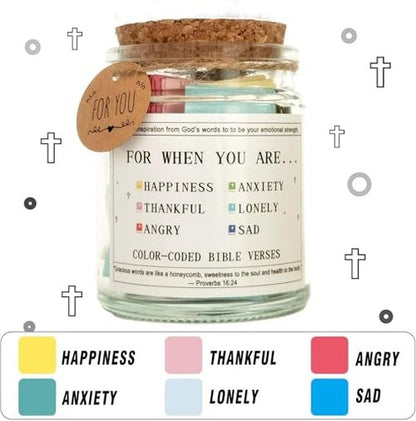 Bible Verses in the Hope Jar Read Me When, Colored Bible Verses, Scripture Prayer Jar Bible Gifts for Women Church Faith Based