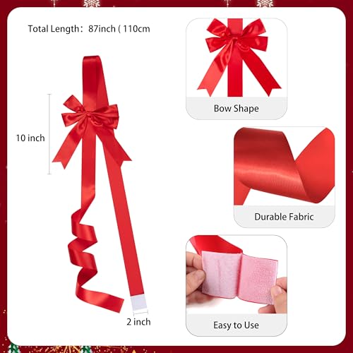 Red Christmas Cabinet Door Bows Set of 10 Large Holiday Ribbons for Festive Decor
