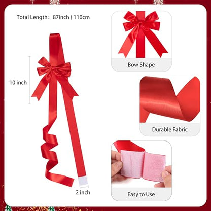 Red Christmas Cabinet Door Bows Set of 10 Large Holiday Ribbons for Festive Decor