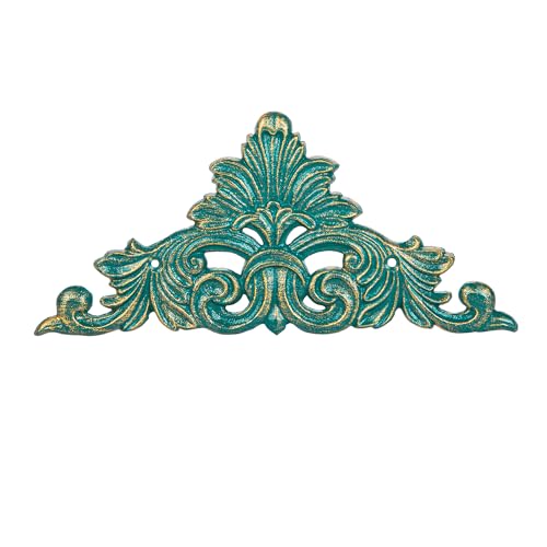 Victorian Cast Iron Wall Plaque - Antique Green Fleur De Lis 11.8 Inch