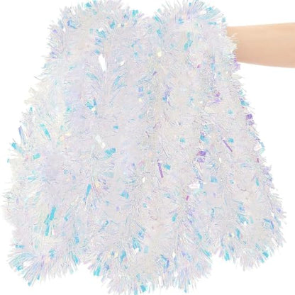 Iridescent Metallic Tinsel Garland for Christmas & Party Decorations - 6.56ft