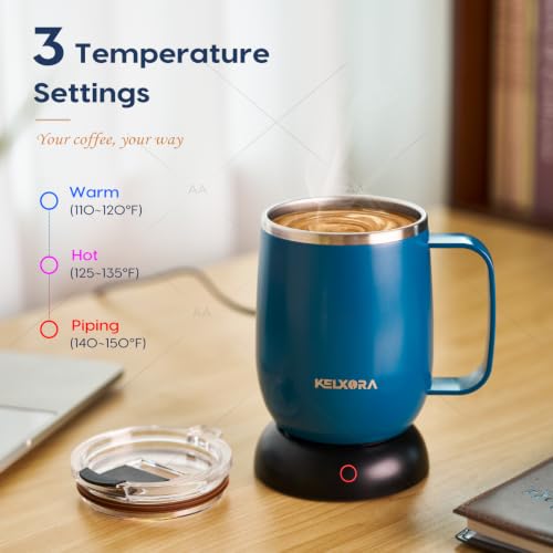 Coffee Mug Warmer Set with 16oz Stainless Steel Mug, Red - Fast Heating, Adjustable Temp