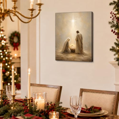 Christmas Wall Art Decor Nativity Canvas Holiday Home Accent