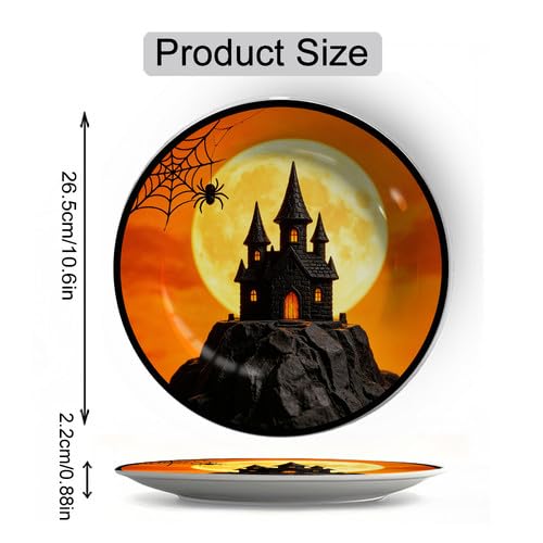 Halloween Moon Haunted Castle Melamine Decorative Plate W5 10.6x10.6inch