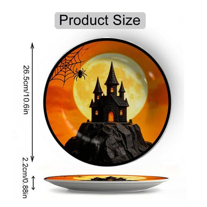 Halloween Moon Haunted Castle Melamine Decorative Plate W5 10.6x10.6inch