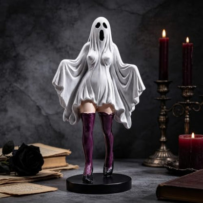 Halloween Ghost Resin Figurine with High Heels and Stockings – Spooky Halloween Decor Ornament