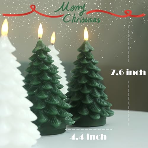 Christmas Tree Flameless Candles with Remote 2-Pack, Green Wax, Battery Operated