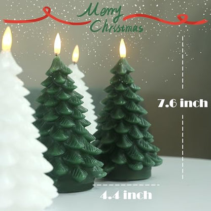 Christmas Tree Flameless Candles with Remote 2-Pack, Green Wax, Battery Operated