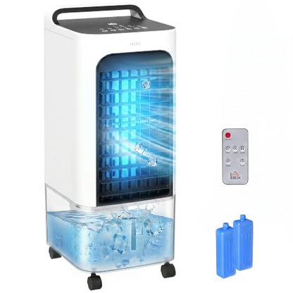 26-Inch Evaporative Air Cooler with Remote, 3-in-1 Swamp Cooler, White