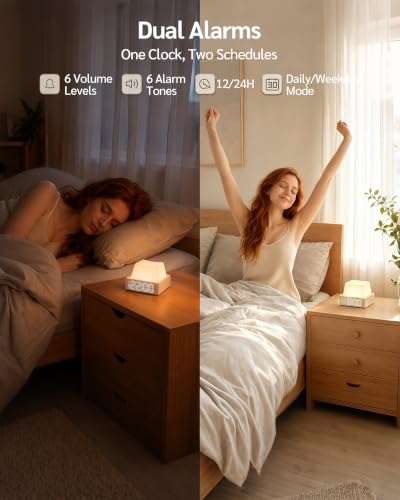 Grey Cute Keycap Alarm Clock with Night Light & White Noise - 3-in-1 Bedroom Timer