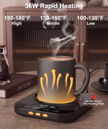 Electric Candle Warmer Plate with Auto Shut-Off & Timer, Large 4.5-Inch Surface, 9 Temperature Settings & Mug Warmer for Office & Home