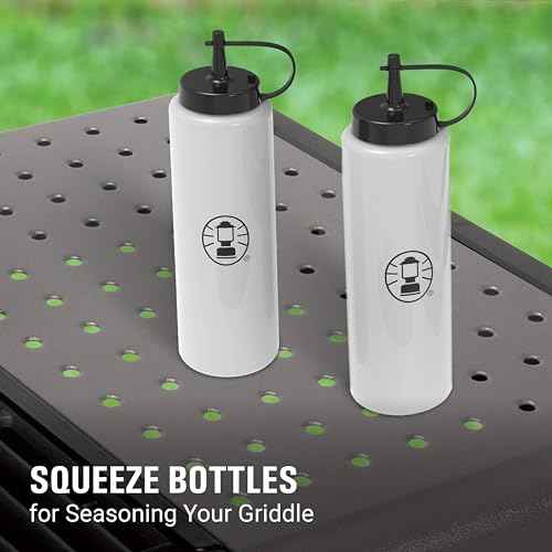 Coleman Flat Top 5-Piece BBQ Griddle Tool Kit, Stainless Steel Grilling Tool Kit with 2 Spatulas, Scraper, and 2 Squeeze Bottles, for Gas Grills and Griddles