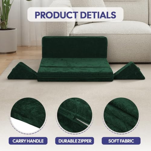 Green Meditation Cushion Set with Knee Support - 32x24x3 Inches