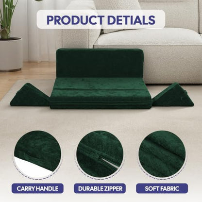 Green Meditation Cushion Set with Knee Support - 32x24x3 Inches
