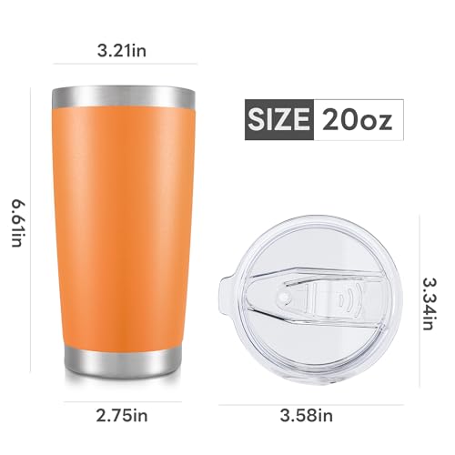 Orange 20 oz Insulated Stainless Steel Tumbler with Lid - Bulk Drinkware