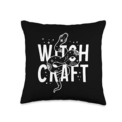 Witchcraft Snake Coven Wicca Witch Halloween Gift Witchcraft Snake | Coven Wicca | Witch Halloween Throw Pillow, 16x16, Multicolor