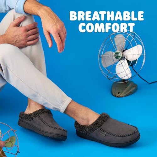 Dearfoams Men's Brendan Indoor Outdoor Breathable Memory Foam Clog Slippers - Size 7-8 Pavement