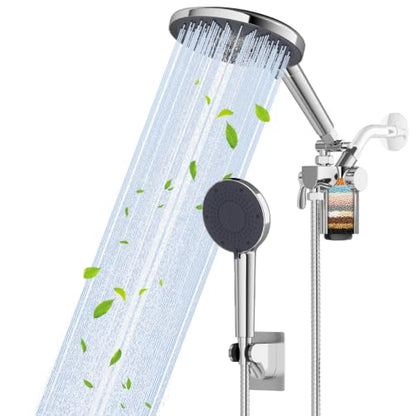 Filtered Shower Head High Pressure Handheld Chrome - Hard Water Filtered Shower Head with 3 Modes