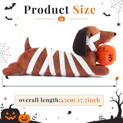 Halloween Mummy Dachshund Pillow - 19 Inch Cute Seasonal Dog Decor