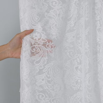 White Lace Canopy Bed Curtains for Queen, King & Twin Size Bed - 55W x 157L (Pack of 1)