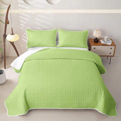 Erosebridal Lime Green Twin Quilt Set with Pillowcase - All Season Bedspread for Kids and Teens