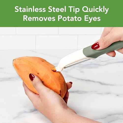 Tovolo Precision Peeler, Non-Slip, Stainless Steel Tip, Dishwasher Safe, Thyme
