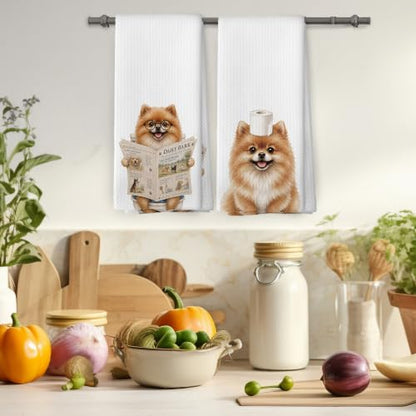 Pomeranian Bathroom Hand Towels Set of 2 - 16x24 Inches, Color 64