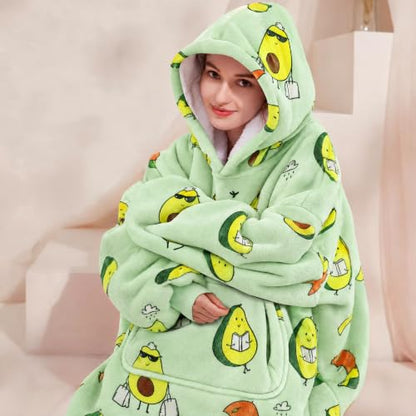 Narecte Avocado Oversized Hoodie Blanket for Adults - Wearable Cozy Throw