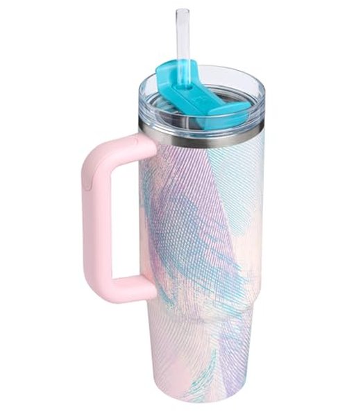 STANLEY Quencher H2.0 Tumbler with Handle and Straw 30 oz | Flowstate 3-Position Lid | Cup Holder Compatible for Travel | Insulated Stainless Steel Cup | BPA-Free | Sea Glass Plume