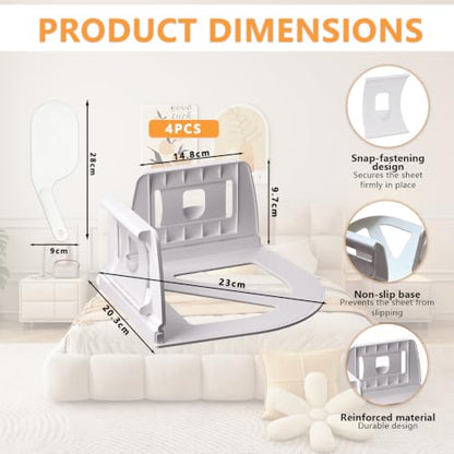 Bed Sheet Clips for Corners - Snap-Lock Mattress Grippers (4 Pack)