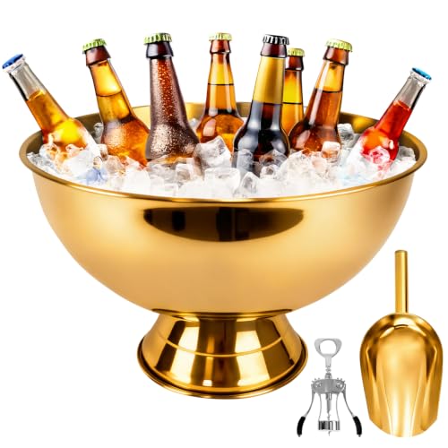 Large Champagne Bucket with Detachable Base - Gold, 13.5L Ice Cooler for Parties