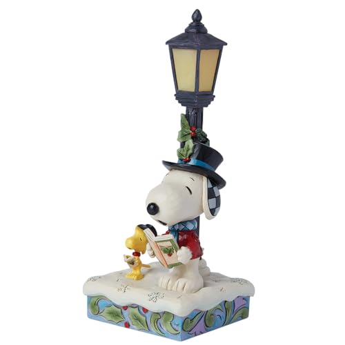 Peanuts Jim Shore Snoopy & Woodstock Christmas Figurine with Light - Handcrafted Resin Decor