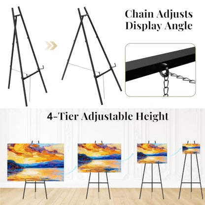 Ndsox Black 4-Tier Adjustable Sign Easel Stand for Signage, Art & Display