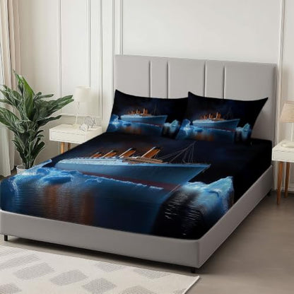 Dark Twin Sheet Set - 4 Piece Ocean Themed Bed Linen with Deep Pocket Fit