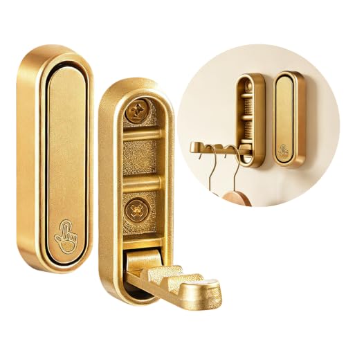 2PCS Gold Foldable Wall Hooks - 90° Screw Mounted Heavy Duty Hangars