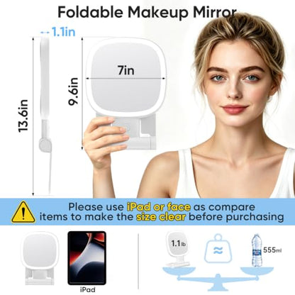 FUNTOUCH 30X Lighted Travel Makeup Mirror with Rechargeable Battery - White