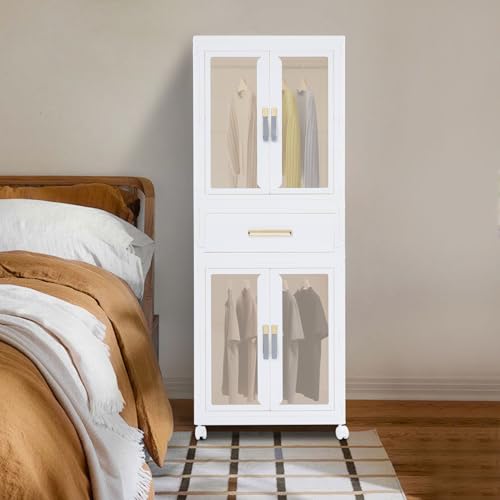Freestanding Wardrobe with Shelves and Drawer - Non Woven Fabric Closet Organizer