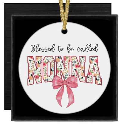 Nonna Christmas Tree Ornament - Blessings Gift for Grandma, 3x3 Inch Ceramic