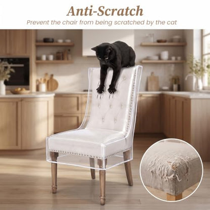 Waterproof Plastic Dining Chair Covers Set of 4 - Clear Protectors for Kitchen Chairs