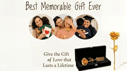 Eternal Rose 24K Gold-Dipped Real Rose - 11 Inch Preserved Flower Gift - Gold Variation