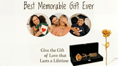 Eternal Rose 24K Gold-Dipped Real Rose - 11 Inch Preserved Flower Gift - Gold Variation