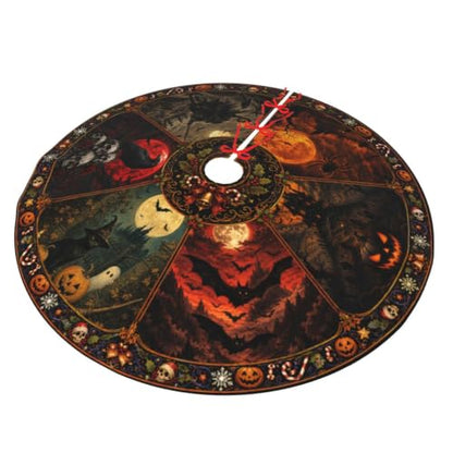 Halloween Tree Skirt 36 Inch Xmas Tree Mat Holiday Decor Medium - Not Quilted