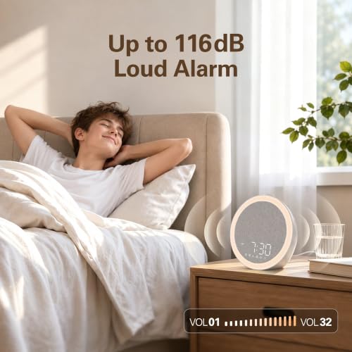 Heavy Sleepers Alarm Clock with Wireless Bed Shaker & 116dB Sound