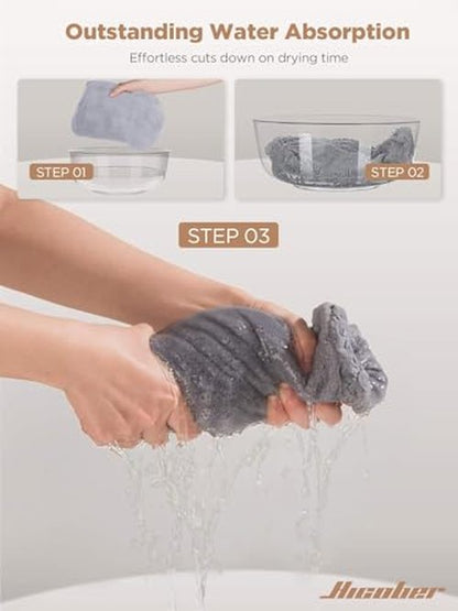 Hicober Microfiber Hair Towel, 2Packs Hair Turbans for Wet Hair, Drying Hair Wrap Towels for Curly Hair Women Anti Frizz (Purple,Grey)