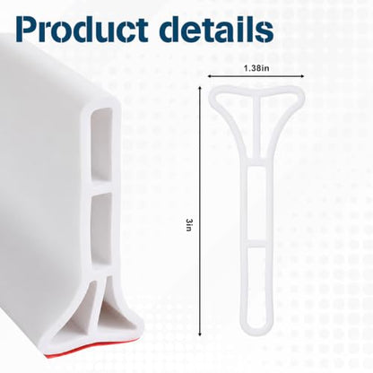3-Inch High Shower Threshold Water Dam Silicone Splash Guard - 79 Inch